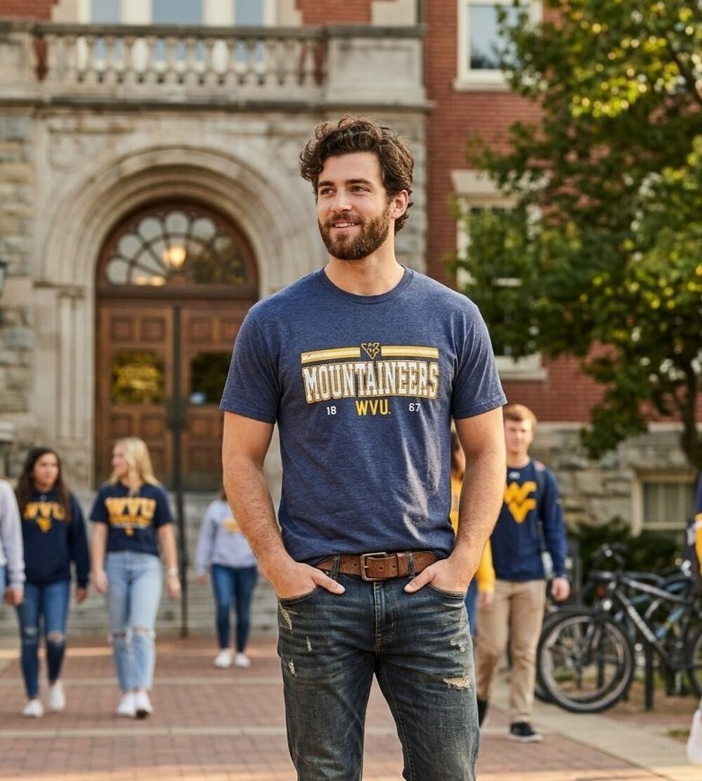 West Virginia Mountaineers NCAA Football Blue Shirt Old Varsity Brand Mens XL